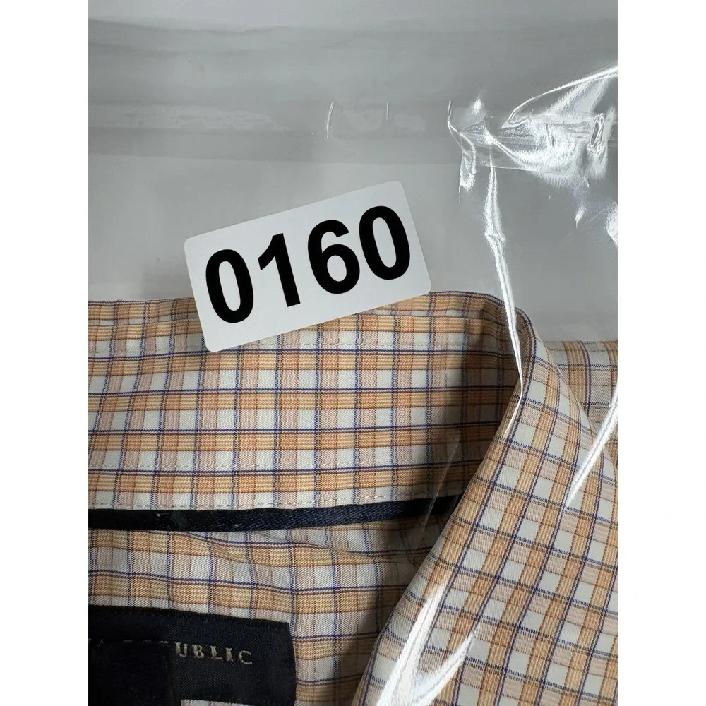 Banana Republic Slim Fit Dress Shirt Large 16 - 16 1/2 Multicolor Plaid Check